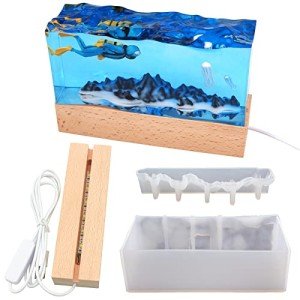 Rectangle Resin Molds with USB Wooden Lamp Base