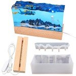 Rectangle Resin Molds with USB Wooden Lamp Base