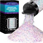 LEOBRO Iridescent White Chunky Glitter for Crafts