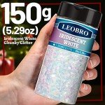 LEOBRO Iridescent White Chunky Glitter for Crafts