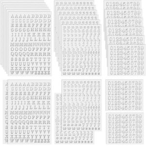 24 Pack Silver Resin Alphabet & Number Stickers
