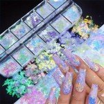 12 Color Iridescent Holographic Nail Glitter Flakes