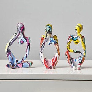 Colorful Graffiti Thinker Statue Set for Home Decor