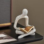 Modern White Thinker Resin Statue for Home Decor