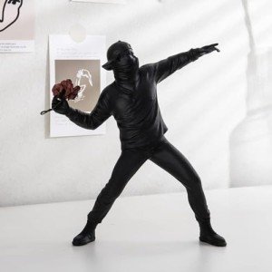 Black Flower Thrower Resin Art Statue Decor