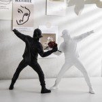 Black Flower Thrower Resin Art Statue Decor