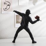 Black Flower Thrower Resin Art Statue Decor