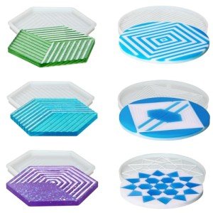 6PCS Silicone Resin Coaster Molds Set