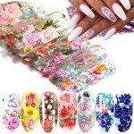 Colorful Floral Nail Foil Transfer Stickers Set