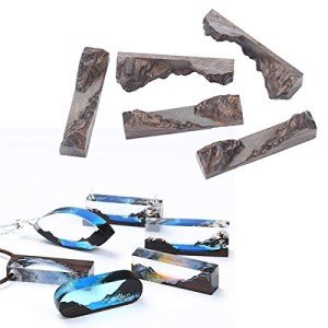 5 Wooden Resin Pendants for DIY Jewelry