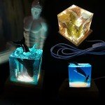 LED Resin Cube Molds with Wooden Light Base