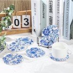 Blue Floral Diamond Painting Coasters - 8 Pack