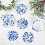Blue Floral Diamond Painting Coasters - 8 Pack