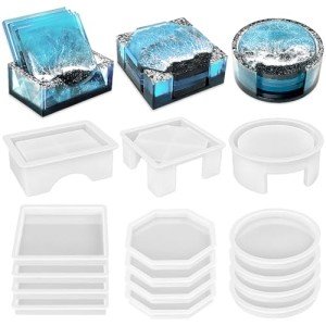 Resin Coaster Molds Set with Holder – 3 Styles