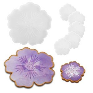 Large Resin Tray & 5 Flower Coaster Molds