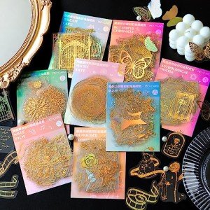 Golden Foil Holographic Glitter Stickers Set