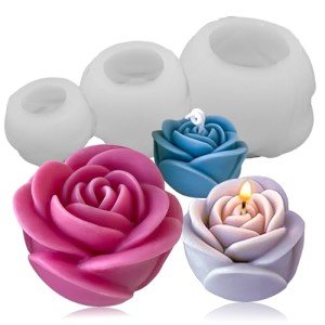 3PCS 3D Rose Silicone Mold Set for Crafts