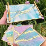 Resin Art Rectangular Tray and Coaster Mold Set