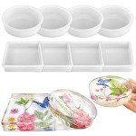8 Pack Deep Silicone Coaster Molds for Resin