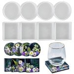 8-Piece Silicone Molds Set for Resin Coasters