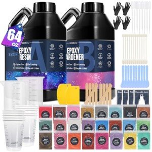 Crystal Clear 64OZ Epoxy Resin Kit with Mica Powders