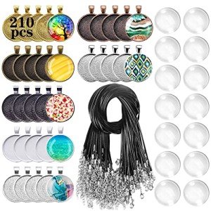 210Pcs Pendant Tray Kit for Resin Art Jewelry