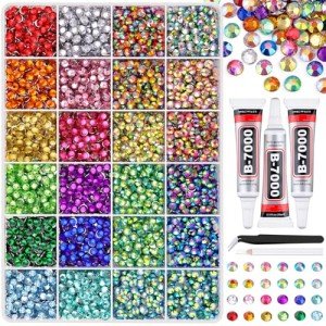 6600 Pcs Mixed-Color Rhinestones with Glue & Tweezers