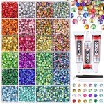 6600 Pcs Mixed-Color Rhinestones with Glue & Tweezers