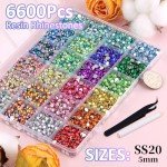 6600 Pcs Mixed-Color Rhinestones with Glue & Tweezers