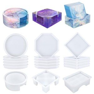 18-Piece Thick Resin Coaster Molds Set