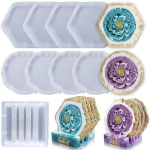 9 Piece Silicone Resin Coaster Molds Set
