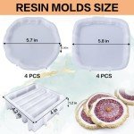 8-Piece Resin Coaster Molds Set with Holder