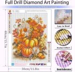 DIY Pumpkin Diamond Painting Kit - 12x16in Fall Art