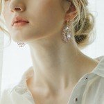 Pressed Flower Abstract Face Art Earrings - Blue