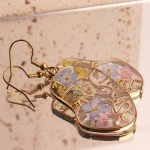 Pressed Flower Abstract Face Art Earrings - Blue