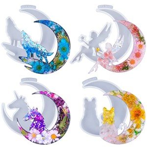 Crescent Moon Resin Molds: Wolf, Cat, Unicorn