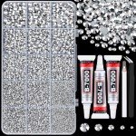 16000pcs Silver Resin Rhinestones with Glue and Tweezers