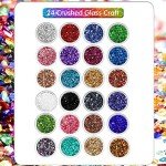 24-Pack Crushed Glass Glitter for Resin Art