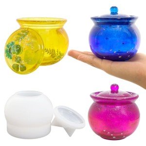 Silicone Resin Jar Mold with Lid for Crafts