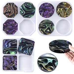 Large Hexagon & Round Resin Coaster Molds