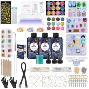 UV Resin Jewelry Kit with Molds and Light