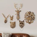 Gold Animal Head Wall Art Sculpture for Home