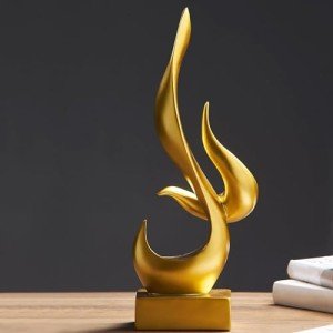Modern Gold Abstract Resin Sculpture for Home Decor