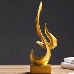 Modern Gold Abstract Resin Sculpture for Home Decor