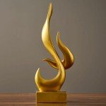 Modern Gold Abstract Resin Sculpture for Home Decor