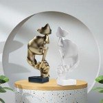 Gold Thinker Statue - Modern Resin Art Decor