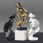 Gold Thinker Statue - Modern Resin Art Decor