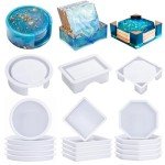 18 Pcs Silicone Coaster Resin Molds Set