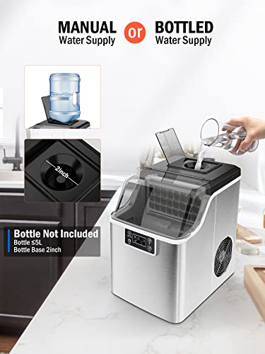 Kndko Ice Makers Countertop,45 lbs/Day/2,000 pcs, 2 Way Filling,Self Cleaning,6 Gears Ice Thickness Control,24H Timer,Countertop Ice Maker for Home Party Outdoor RV