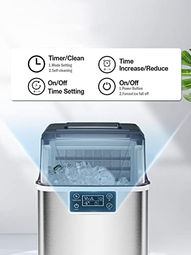 Kndko Ice Makers Countertop,45 lbs/Day/2,000 pcs, 2 Way Filling,Self Cleaning,6 Gears Ice Thickness Control,24H Timer,Countertop Ice Maker for Home Party Outdoor RV